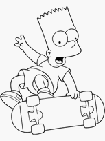 coloriage bart simpson fait une pirouette en skate